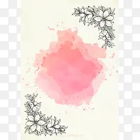 花卉文艺水彩线描海报背景素材