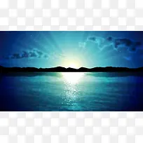 蓝色湖面的背景图