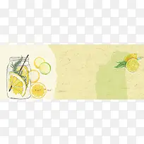 柠檬汁简约手绘黄色背景