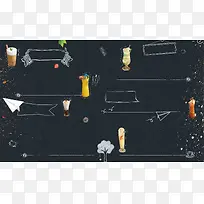 美食手绘卡通饮料冰沙奶茶可乐菜单海报背景