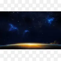 深色质感星空发光周年庆典海报背景素材
