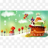 卡通蛋糕背景素材