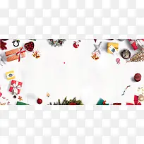 圣诞节简约卡通白色白雪banner