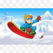 卡通滑雪冰山背景