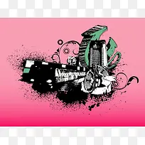 韩式商业活动海报展板手绘背景素材