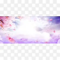 38妇女节梦幻花瓣云层紫色banner