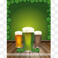 绿色自然风格的酒吧兼聚餐海报背景