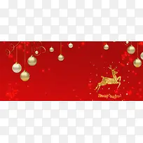 圣诞节麋鹿小清新雪花红色banner