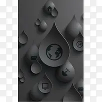 灰色立体雨滴背景素材