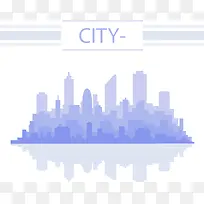 水彩城市建筑剪影