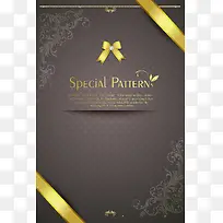 黄色飘带字母褐色背景素材