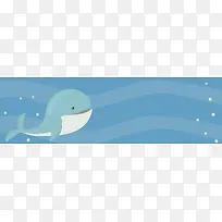 冬季学校卡通童趣鲸鱼蓝色banner