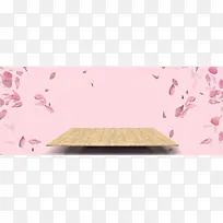 日系樱花粉色木板展台背景
