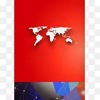 几何中国地图定位图标红色封面背景