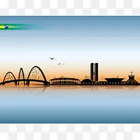 巴西风景城市剪影旅游背景素材