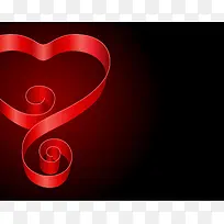 红色爱心飘带质感浪漫海报背景素材