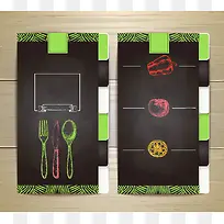 创意菜单手绘刀叉蔬菜背景模板