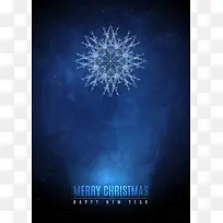 圣诞节唯美蓝色大雪花背景素材