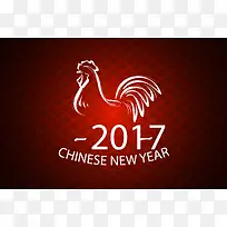 新年2017公鸡红色背景素材