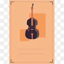 橙色系提琴音乐会文艺广告背景