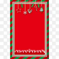 手绘圣诞装饰红底背景素材