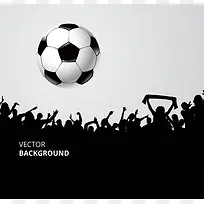 黑白足球和人群剪影背景素材