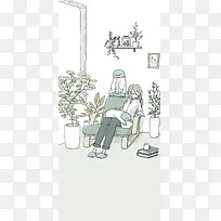 卡通画孤独人物