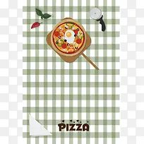 扁平化披萨食物格子海报背景素材