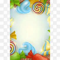 手绘糖果甜品促销海报矢量背景
