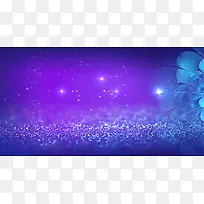 蓝紫色梦幻花朵璀璨星光海报背景