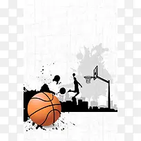 矢量插画篮球运动海报背景