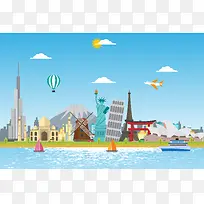 手绘卡通热气球背景