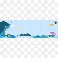 卡通玩具海豚蓝色banner