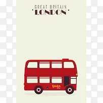 卡通伦敦巴士海报背景素材