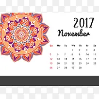 日历2017年11月挂历日期时间