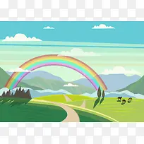 卡通彩虹背景广告背景