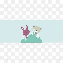 卡通小兔和小熊背景
