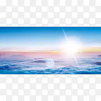 海阔天空蔚蓝清新白云太阳光海报banner