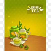 矢量绿茶美食饮品背景