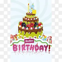 生日蛋糕生日聚会浅色卡通手绘海报背景图
