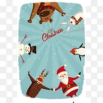 欢乐圣诞小动物海报背景素材