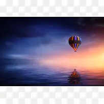 热气球 背景 天空 白云 飞翔14