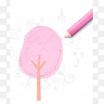 矢量手绘卡通儿童幼儿教育树木信息框背景