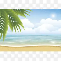 手绘海滩风景插画平面广告