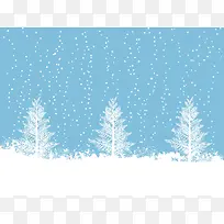 矢量手绘冬季雪景背景素材