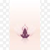 女人节瑜伽剪影海报背景