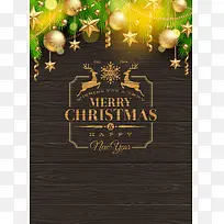 矢量复古木质板圣诞节背景