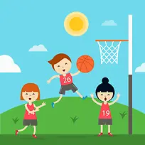 卡通儿童打篮球背景素材