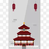 中式建筑平面宣传海报背景