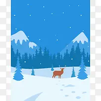 雪山下的驯鹿广告背景